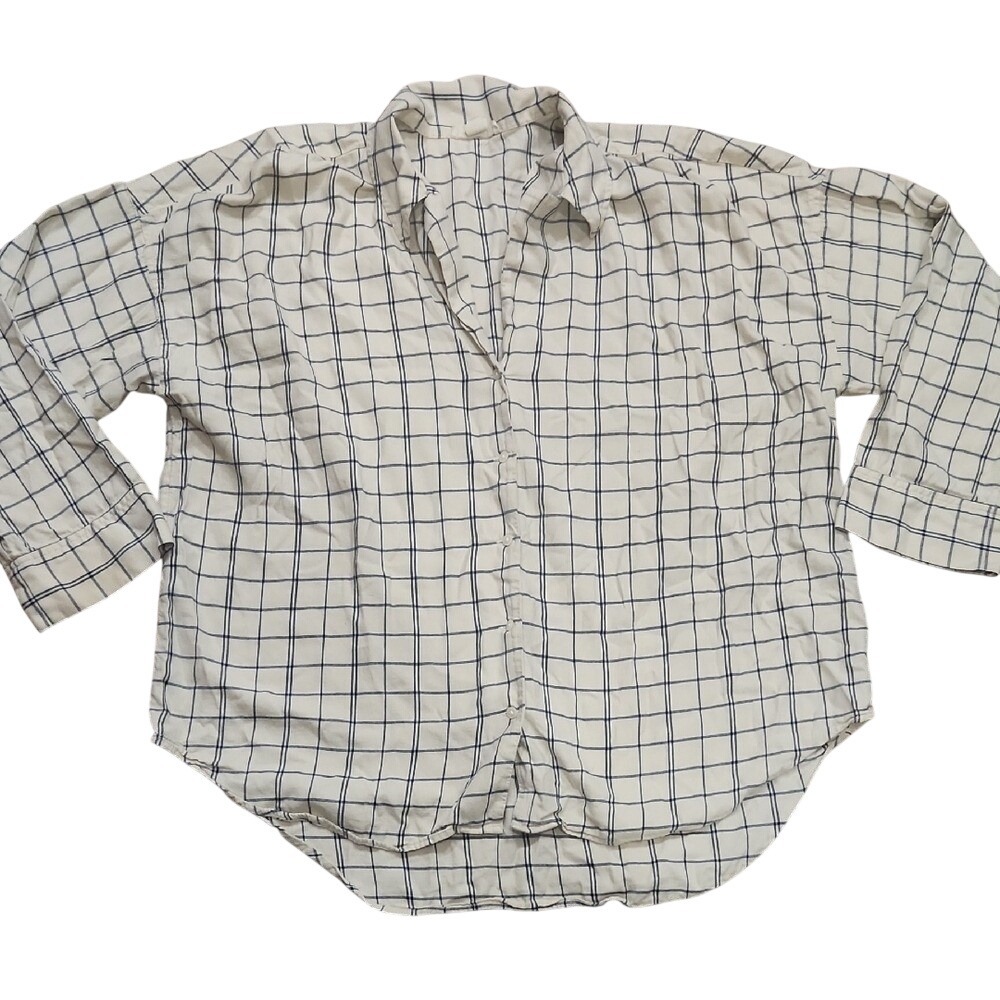 Madewell Ecru Windowpane Plaid Cabincore Grandpa Earthy Button Up Gorp Retro Top